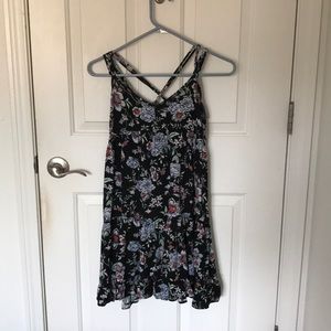 S American Eagle Black/Floral Swing Dress